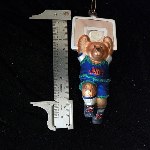 Lot 3 Blown Glass Christmas Ornaments Bear Basketball Player Snowman Polar Bears - Picture 4 of 10